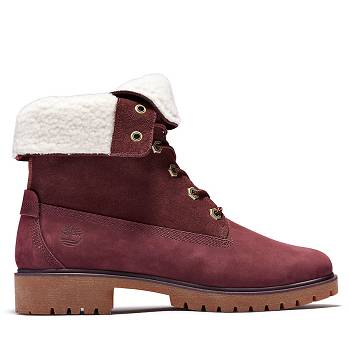 Timberland Jayne Fleece Fold-Down - Bordove Nepremokave Topanky Damske, T0493SK